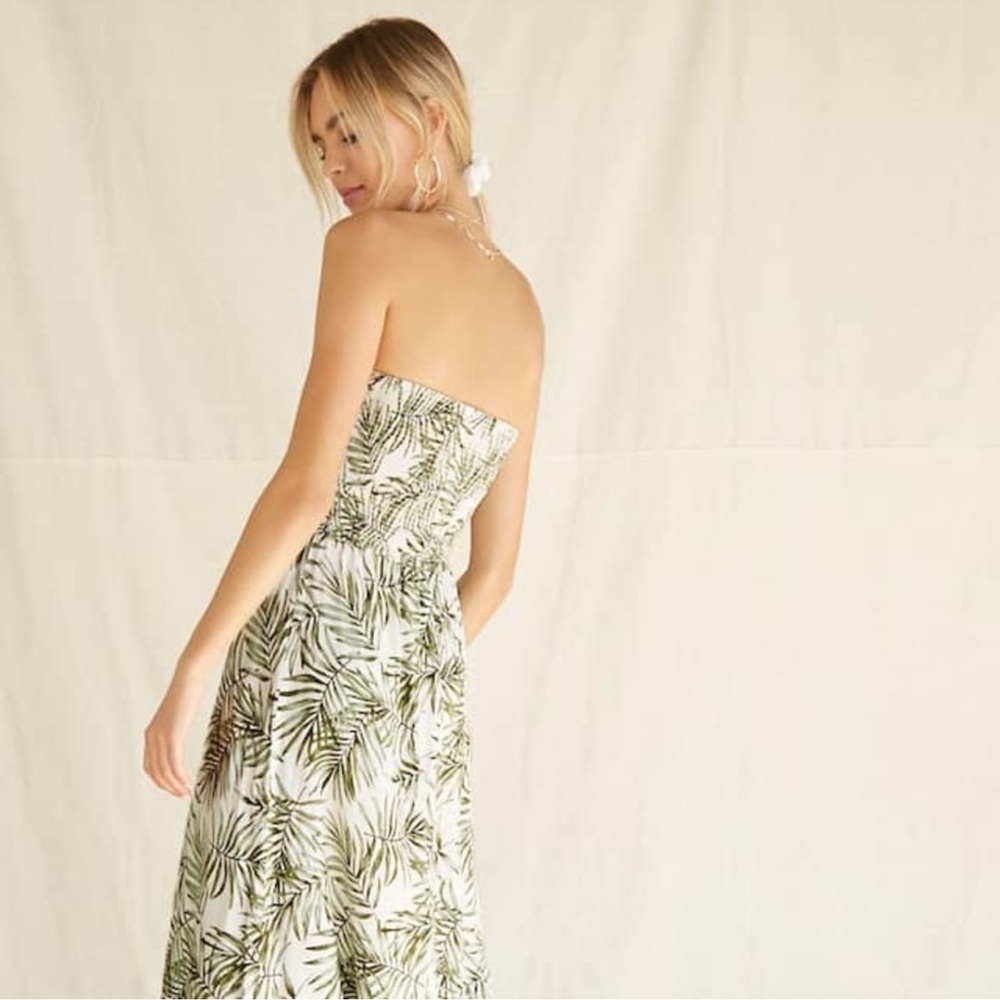 Forever 21 Tropical Palm Print Strapless Maxi Dress Medium - Picture 2 of 10
